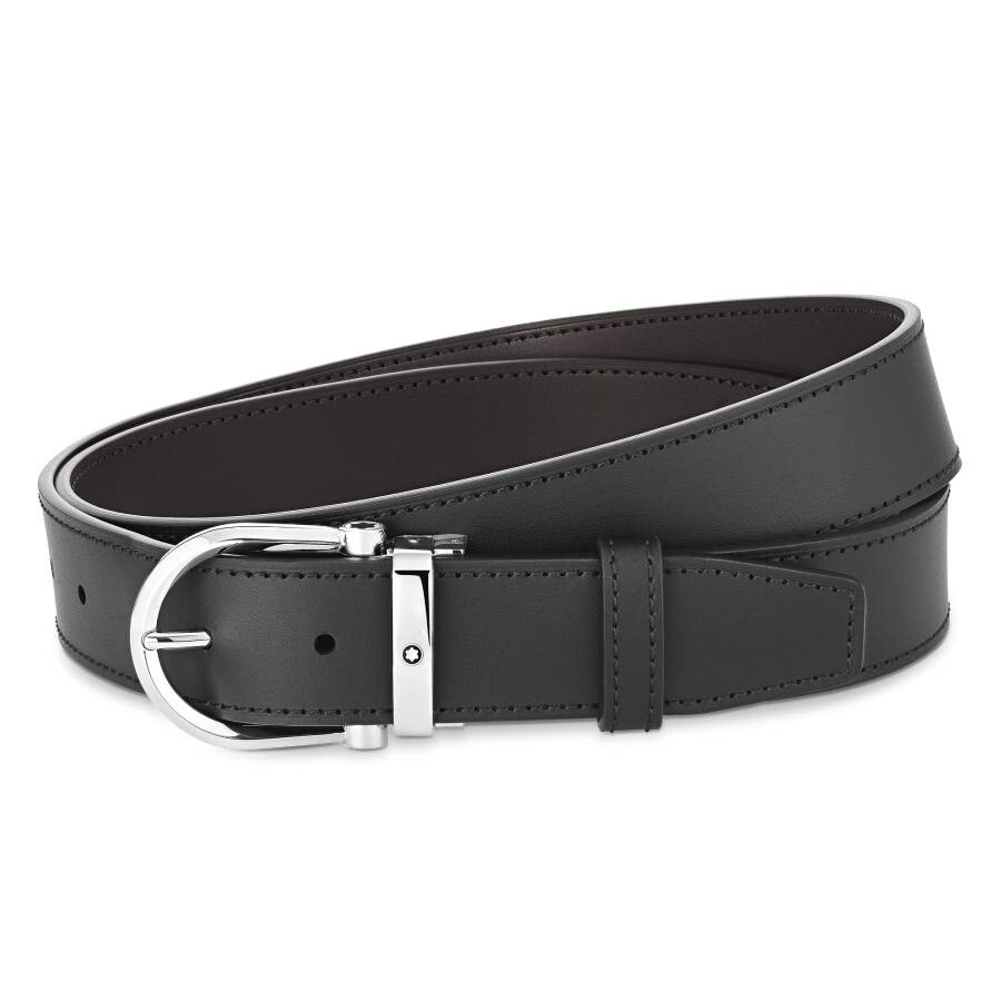 Reversible Leather Belt with Horseshoe Buckle