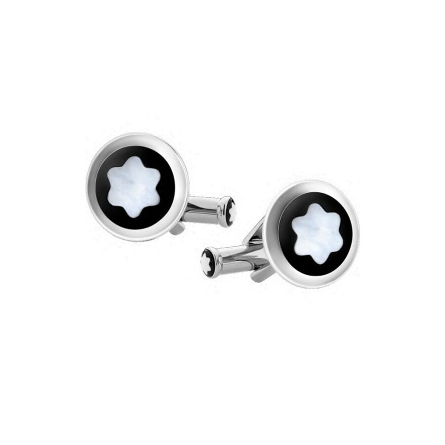Montblanc Round Mother Of Pearl Cufflinks In Multi