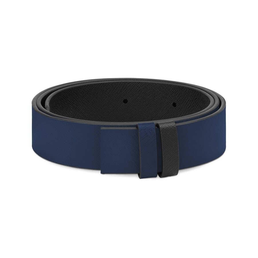 Montblanc Saffiano Printed Reversible Leather Strap In Blue
