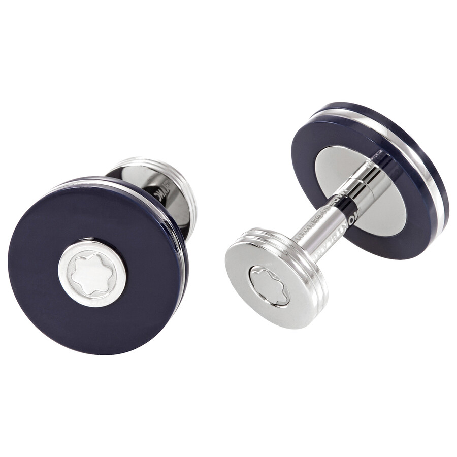 Montblanc Pix Stainless Steel And Resin Cufflinks In Blue
