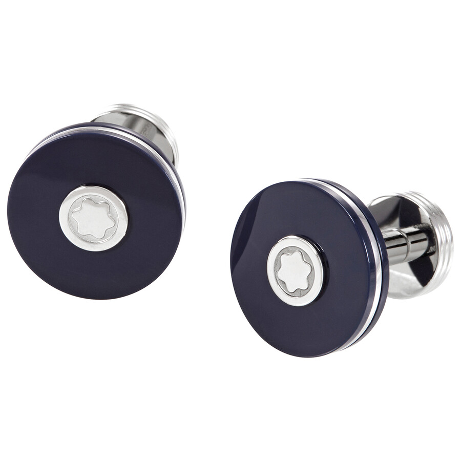 Montblanc Pix Stainless Steel And Resin Cufflinks In Blue
