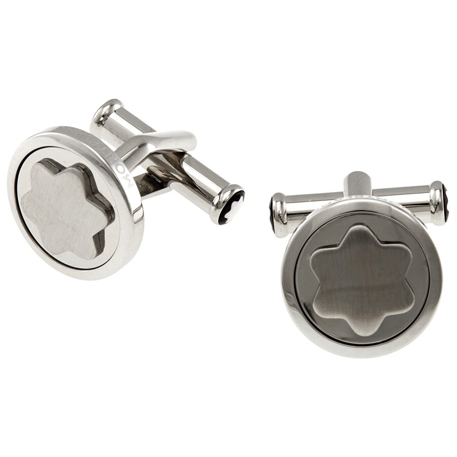 Montblanc Star Snowcap Stainless Steel Round Men's Cufflinks 116660 In Multi