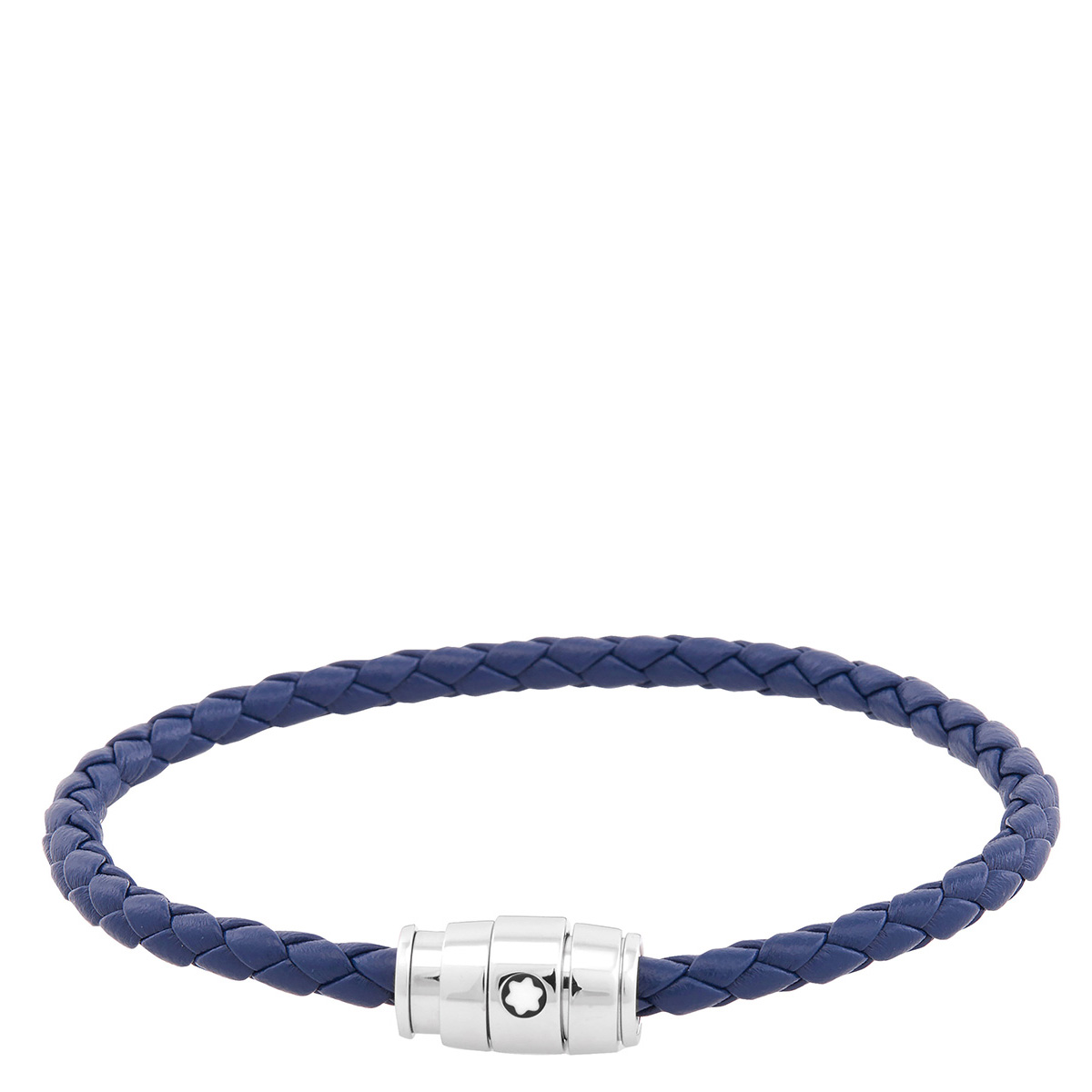 Montblanc Steel & Blue Leather Bracelet, Size 63 MB130899