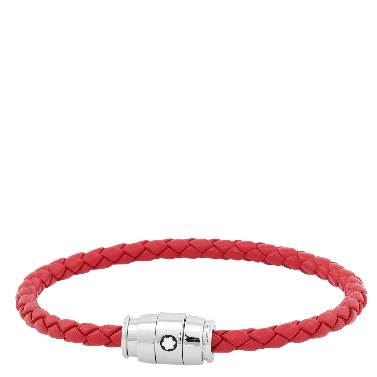 Montblanc Steel & Red Leather Bracelet, Size 63 MB130902 - Jewelry