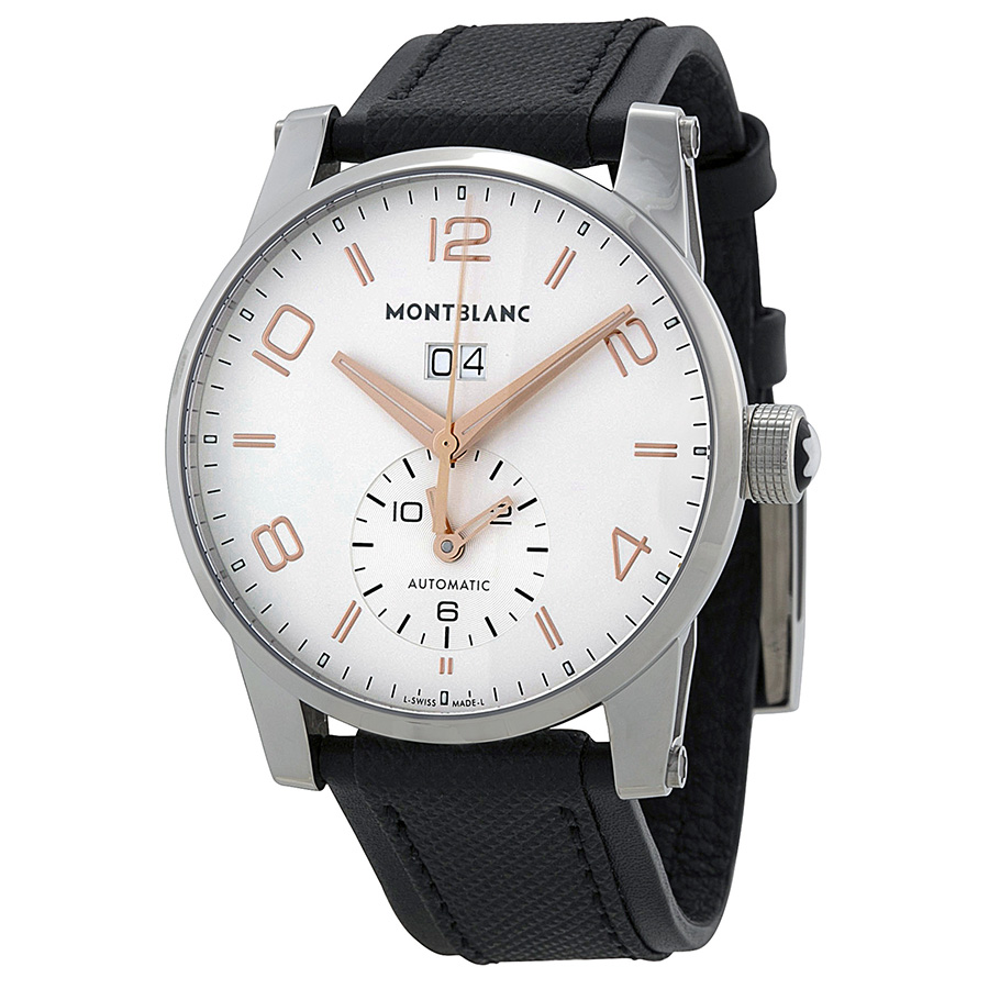 Montblanc Timewalker Automatic White Dial Black Leather Men's Watch 110579