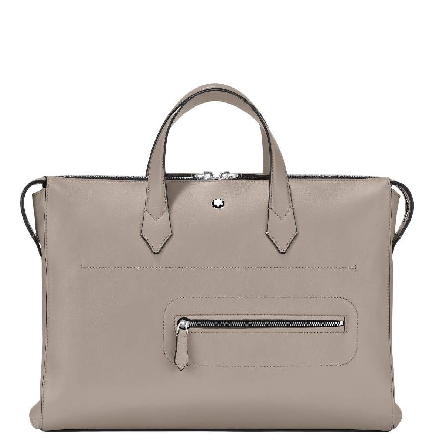 Montblanc Zipper Leather Briefcase In Grey