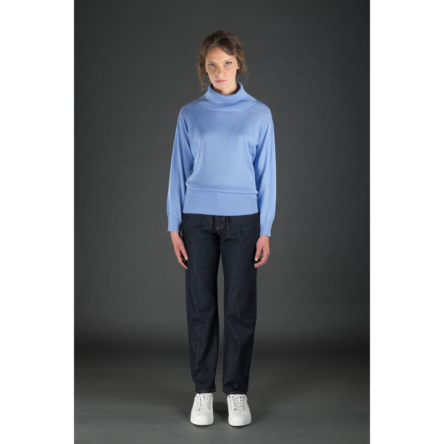 Moorer Women's Light Blue Turtleneck Sweater In ["blue"]