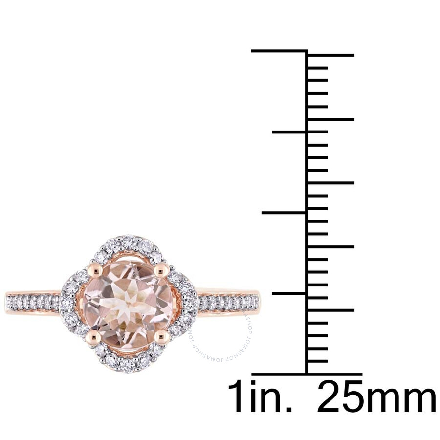 Amour Morganite And 1/4 Ct Tw Diamond Quatrefoil Halo Ring In 14k Rose Gold In Gold / Gold Tone / Rose / Rose Gold / Rose Gold Tone