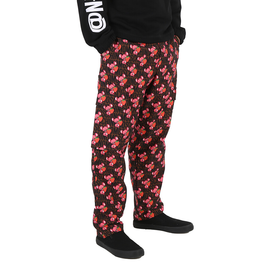 Shop Moschino All-over Animal Printed Straight Leg Cargo Pants