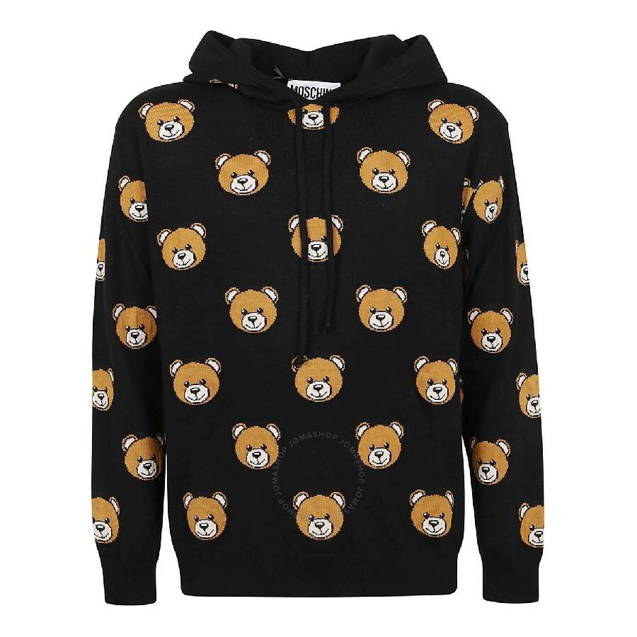 Moschino All-over Bear Print Wool Sweater In Black