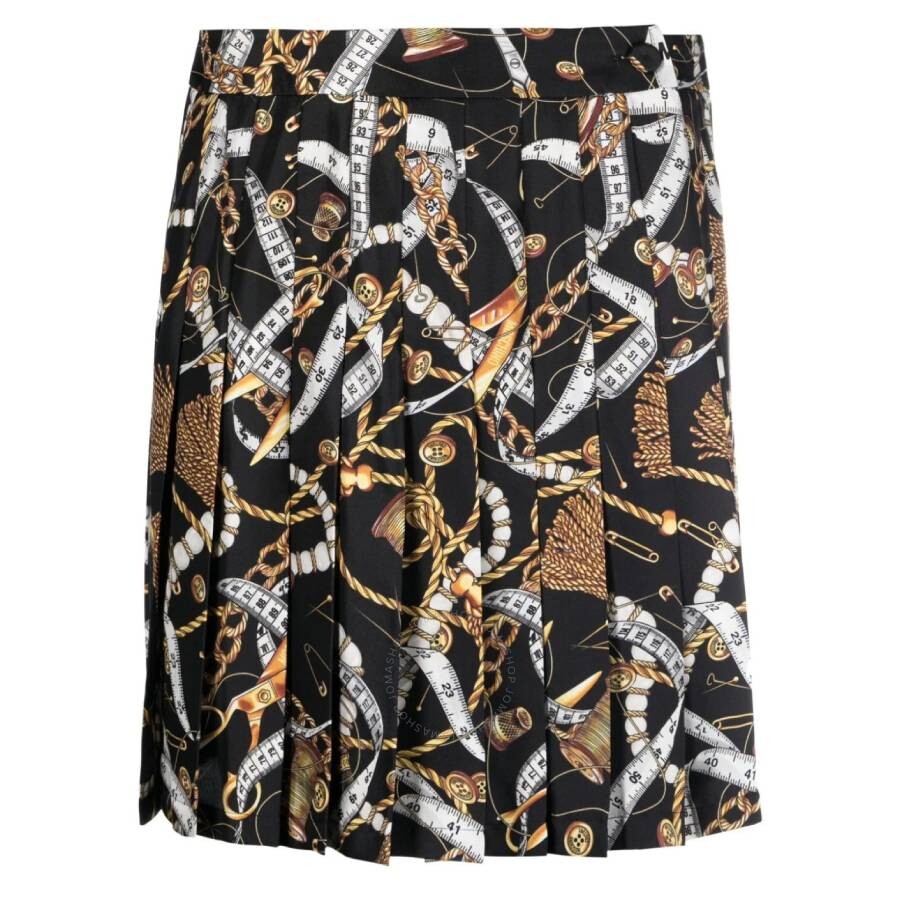 Moschino Allover Sartorial Pleated Skirt In Black