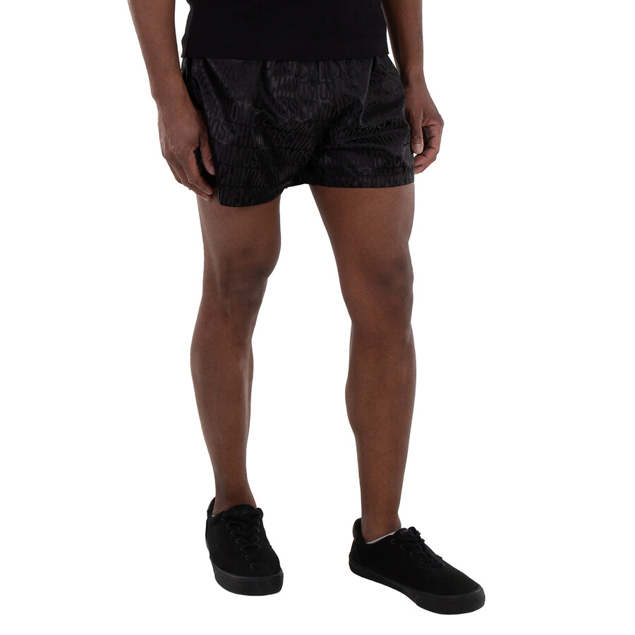 Black Monogram Jacquard Logo Shorts