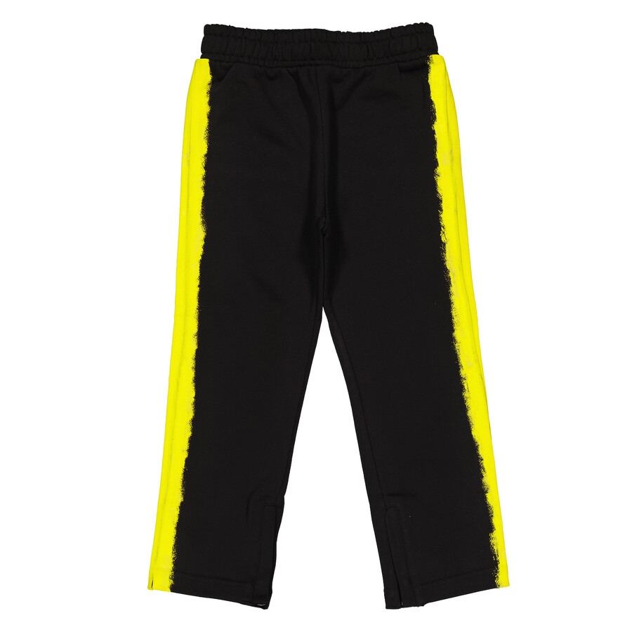 Boys Black Cotton Logo Printed Track Pants