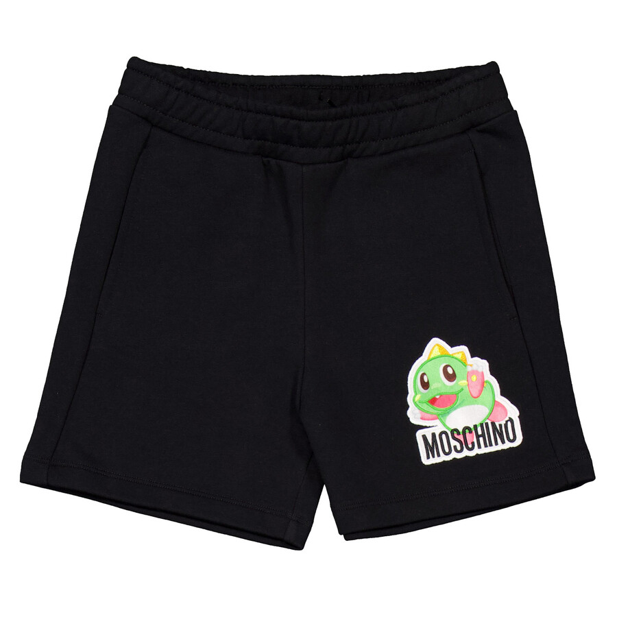 Moschino Boys Puzzle Bobble Embroidred Shorts In Black