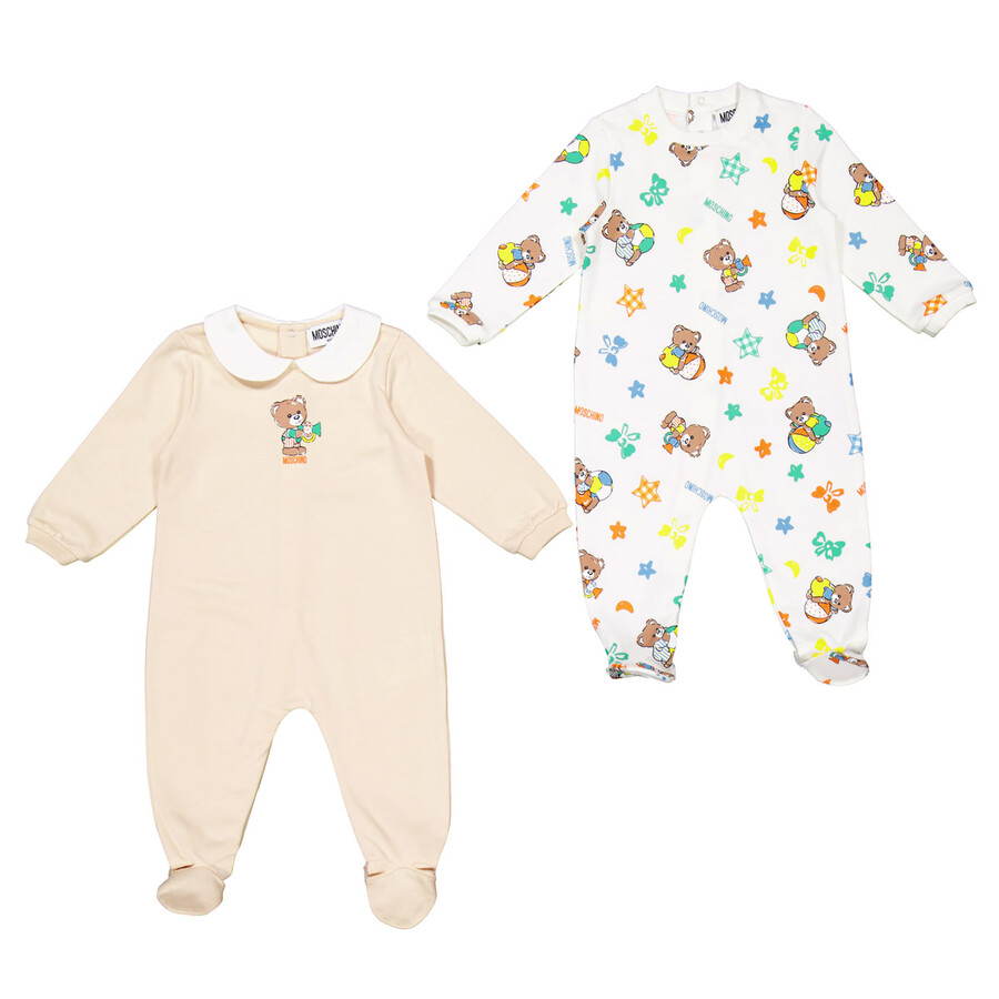 Boys Teddy Bear Motif Cotton Babygrow Set