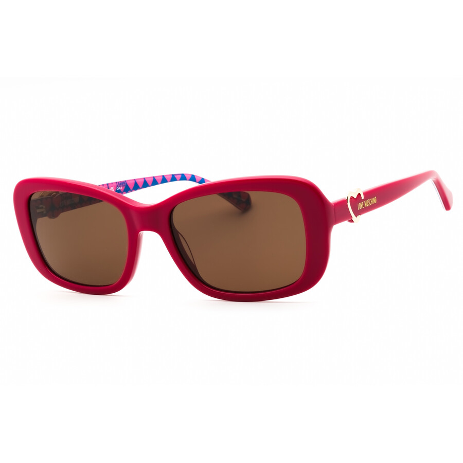 Moschino Brown Rectangular Ladies Sunglasses Mol060/s 0mu1/70 55 In Red