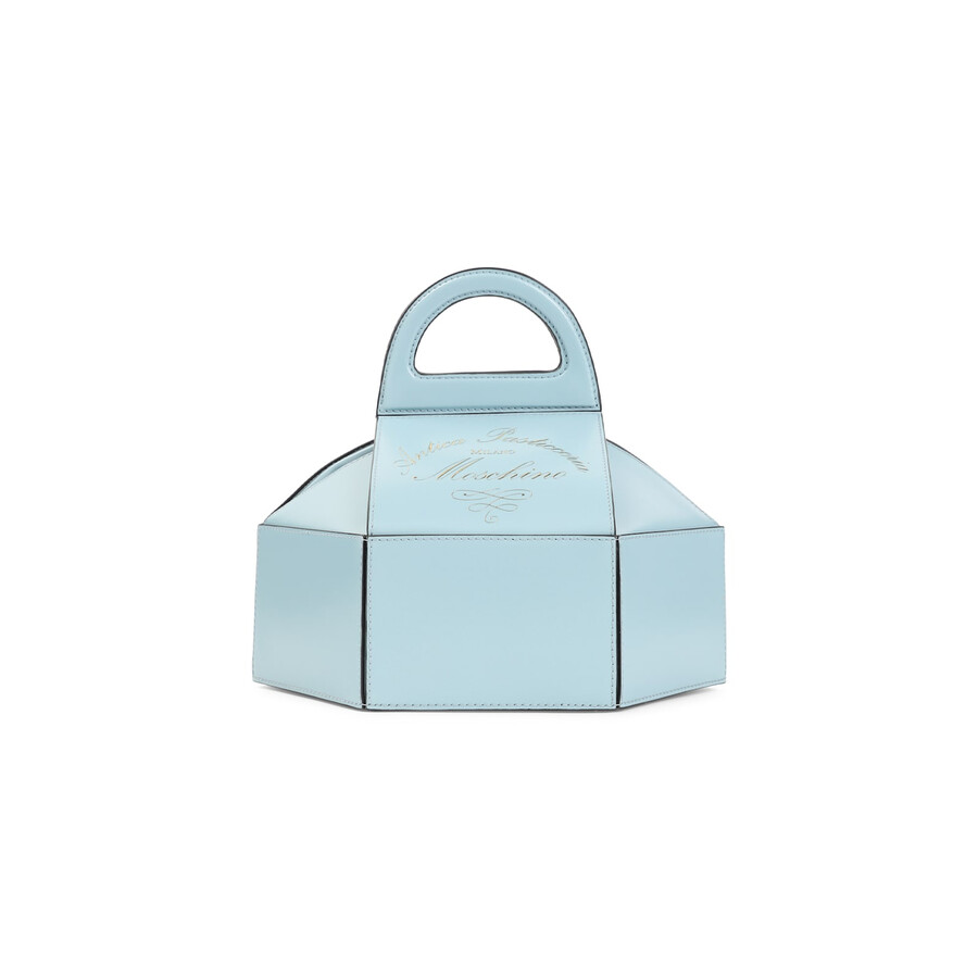 Moschino Cake Box Top Handle Leather Handbag In Blue