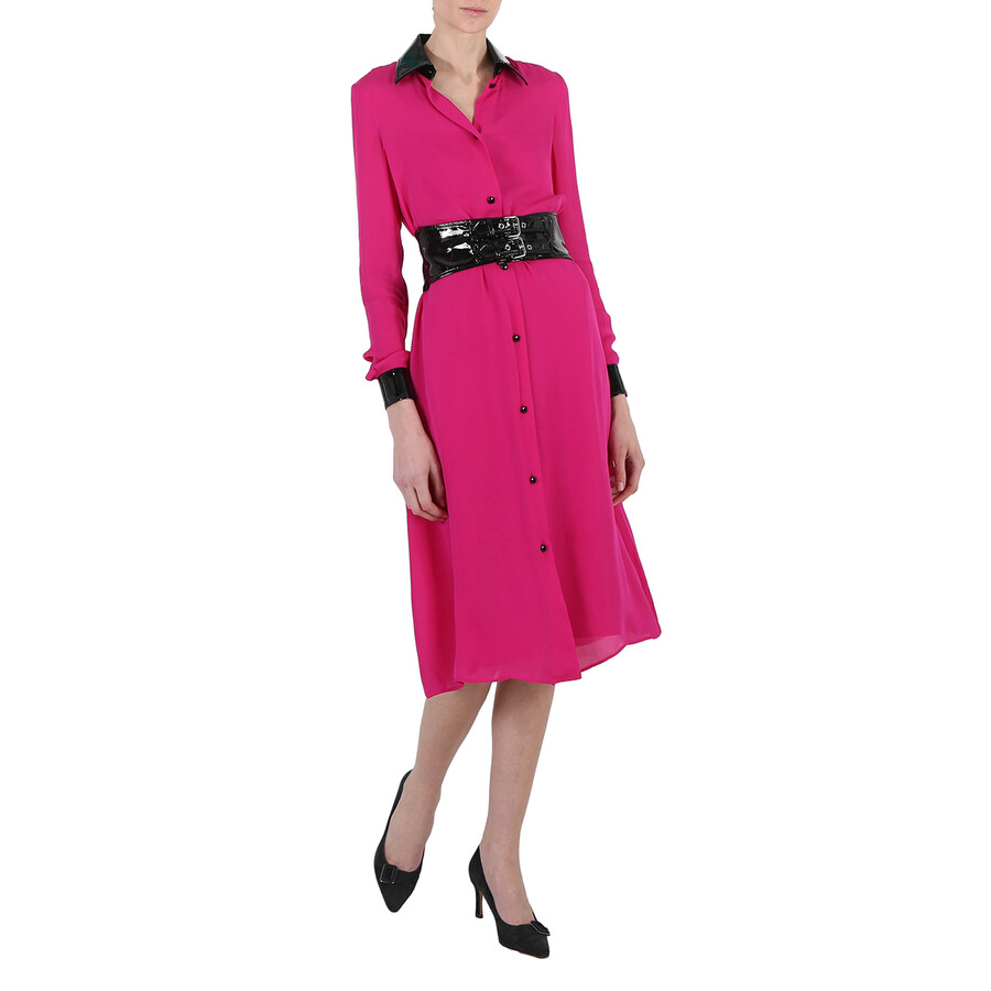 Shop Moschino Couture  Fuchsia Silk Dress