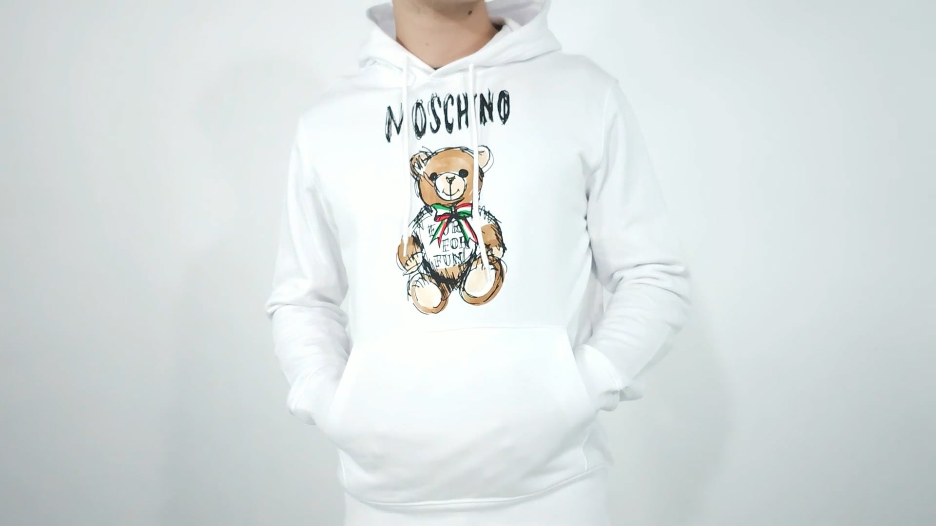 Moschino Drawn Teddy Bear Logo Hoodie, Brand Size 46 ( US Size 36