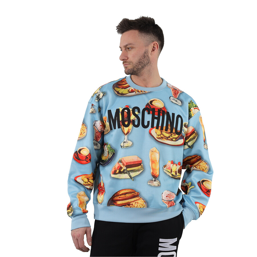 Moschino Fantasy Print Light Blue Food Print Sweatshirt
