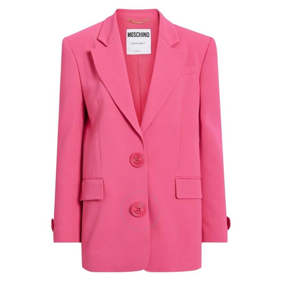 Shop Moschino Fuschia Single-breasted Blazer Jacket