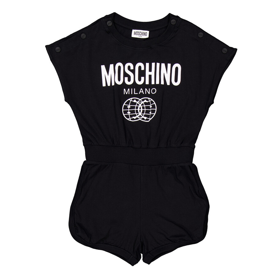 Moschino Girls Cotton Jersey Playsuit In Black