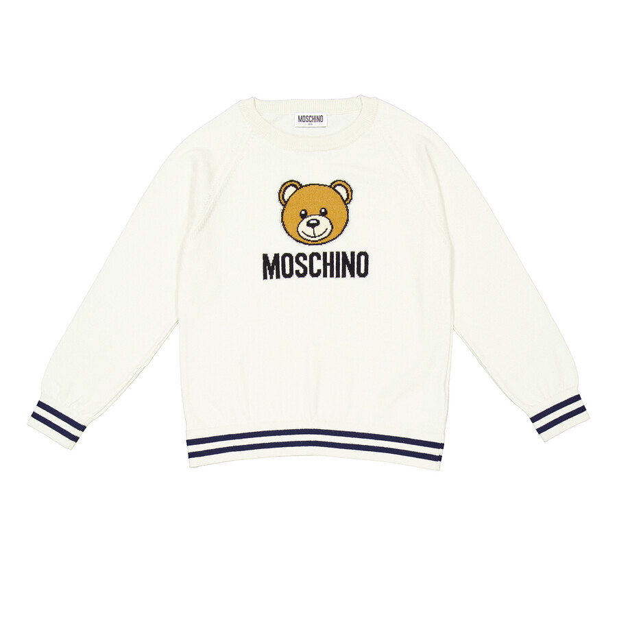 Girls Intarsia-Knit Logo Crew Neck Sweatshirt