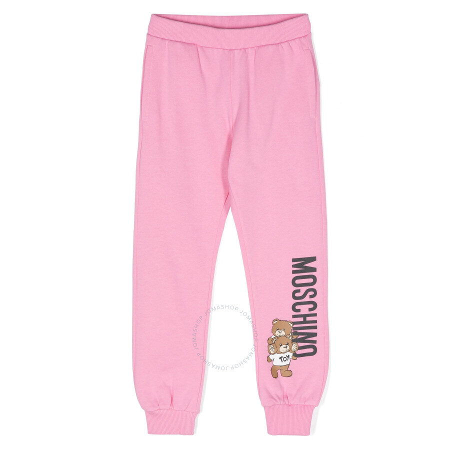 Moschino Girls Logo-print Cotton Track Pants In Pink