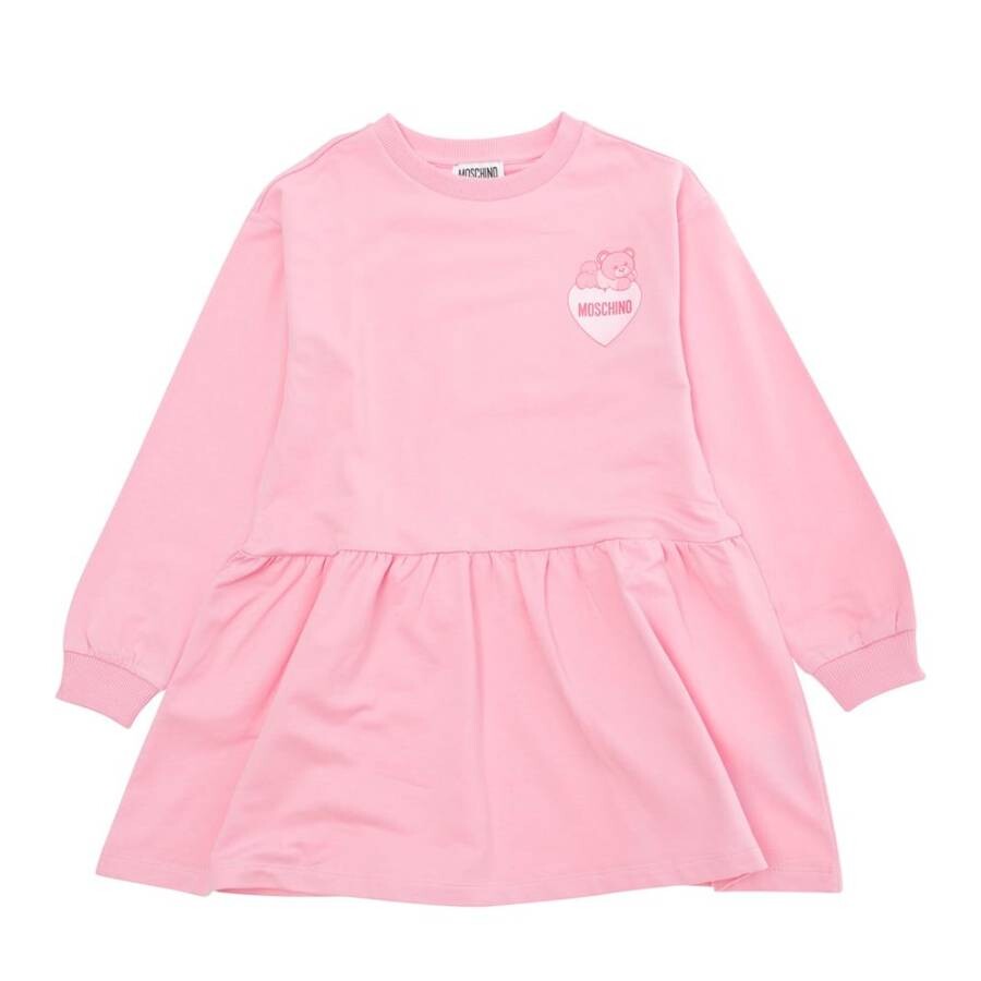 Girls Lovely Teddy Bear Long-Sleeve Dress