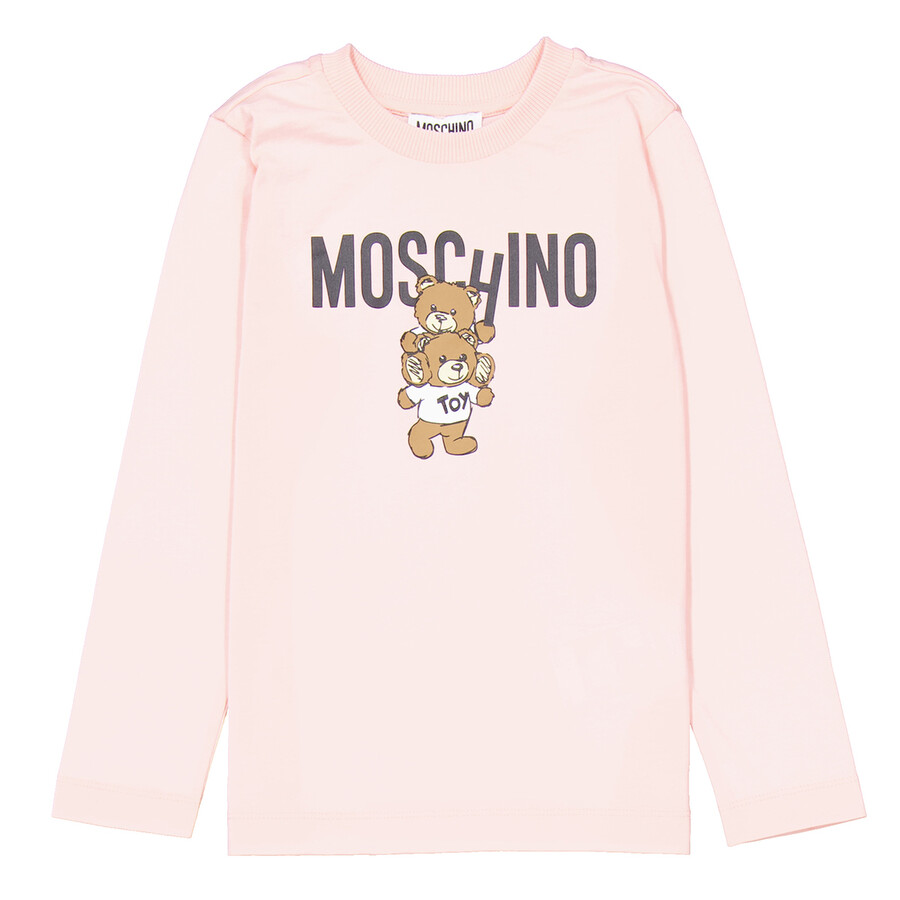 Girls Teddy Bear Motif Cotton T-Shirt