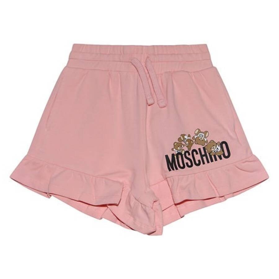 Girls Teddy Bear Print Ruffled Shorts
