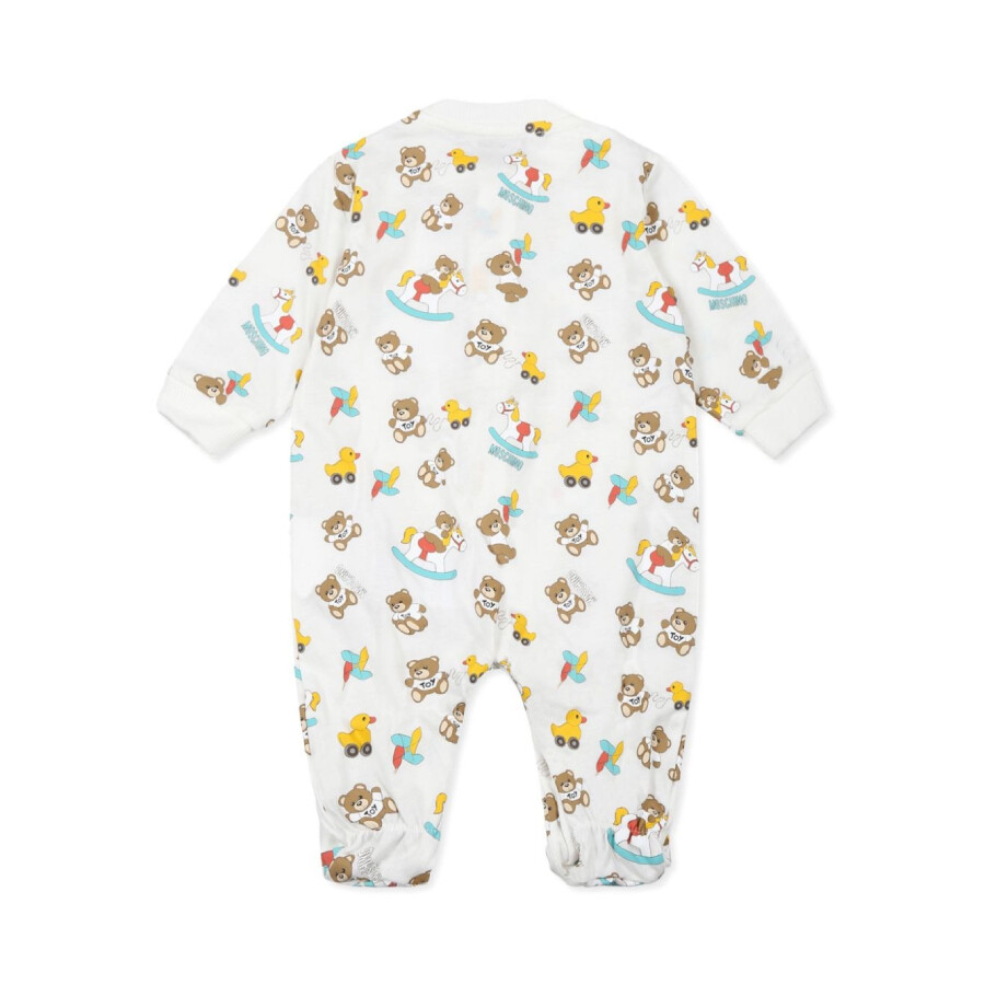 Moschino Ivory Babygrow For Babykids With Teddy Bear In Beige