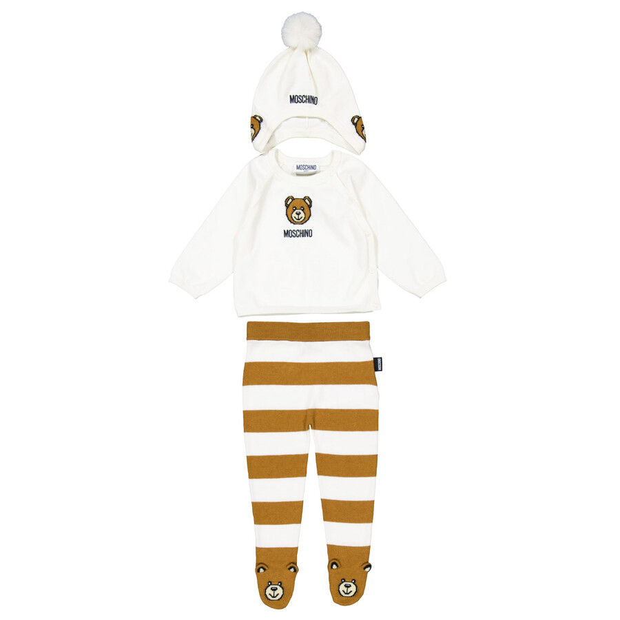Kids Teddy Bear Motif Crewneck Tracksuit
