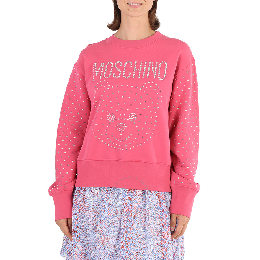 Moschino Ladies Fantasy Print Fucsia Crystal Teddy Bear