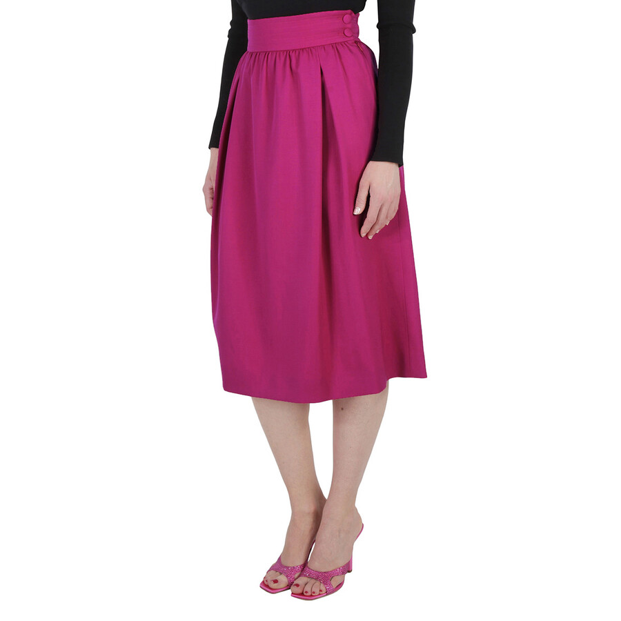 Moschino Pleated Midi Skirt Button Detail In Red