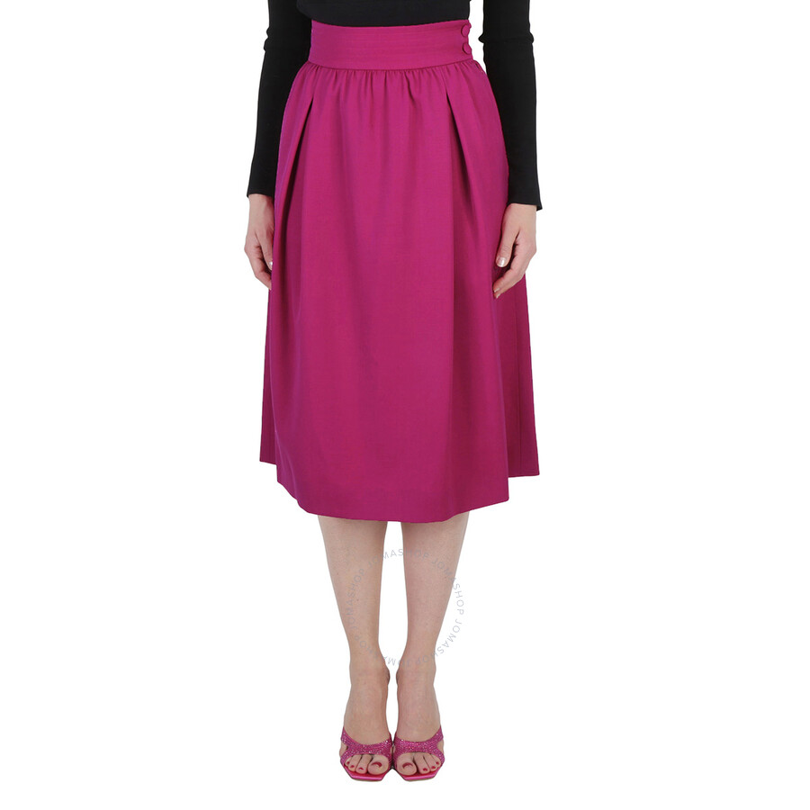 Shop Moschino Ladies Fuchsia Flared Midi Skirt In Red