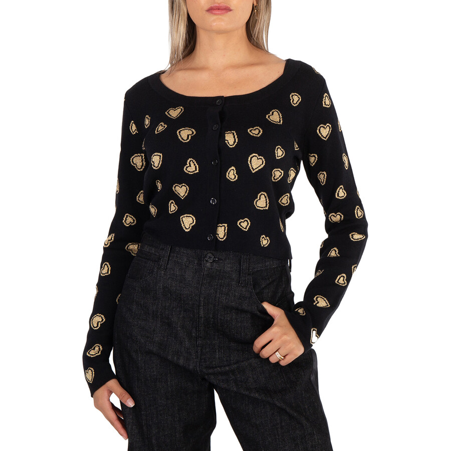 Ladies Heart-Intarsia Cardigan