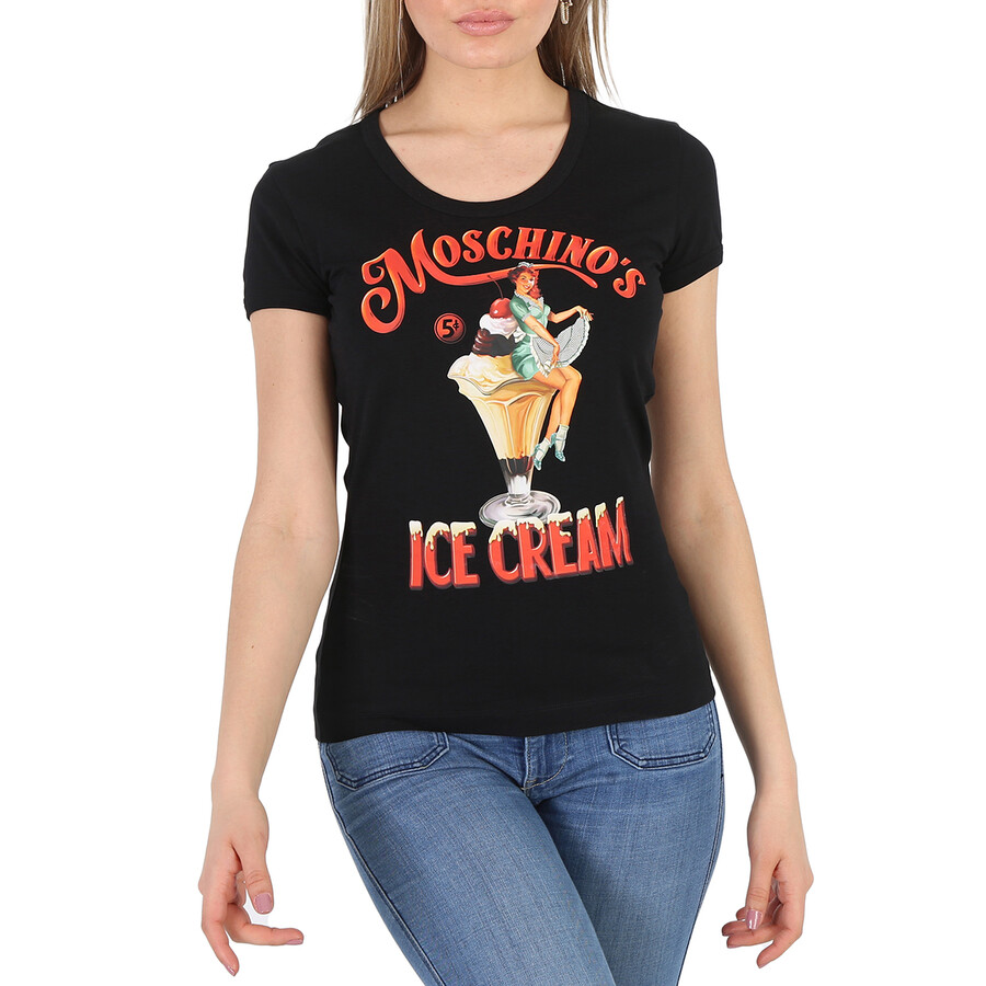 Moschino Ladies Ice Cream Print Cotton T-Shirt, Brand Size