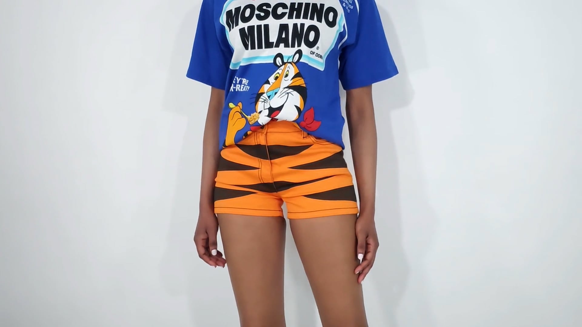 Moschino Ladies Orange Year Of The Tiger Shorts, Brand Size 38 (US