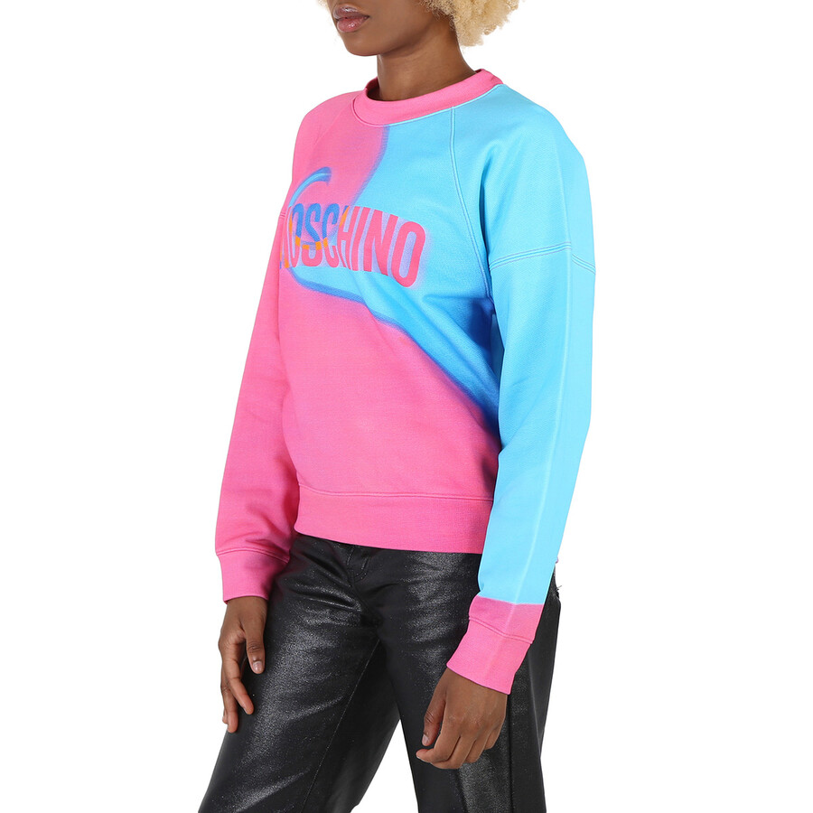 Moschino Ladies Projection Print Cotton Sweatshirt