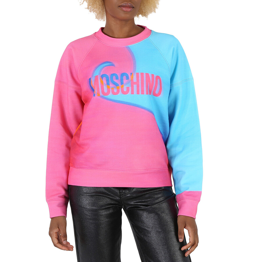 Shop Moschino Ladies Projection Print Cotton Sweatshirt