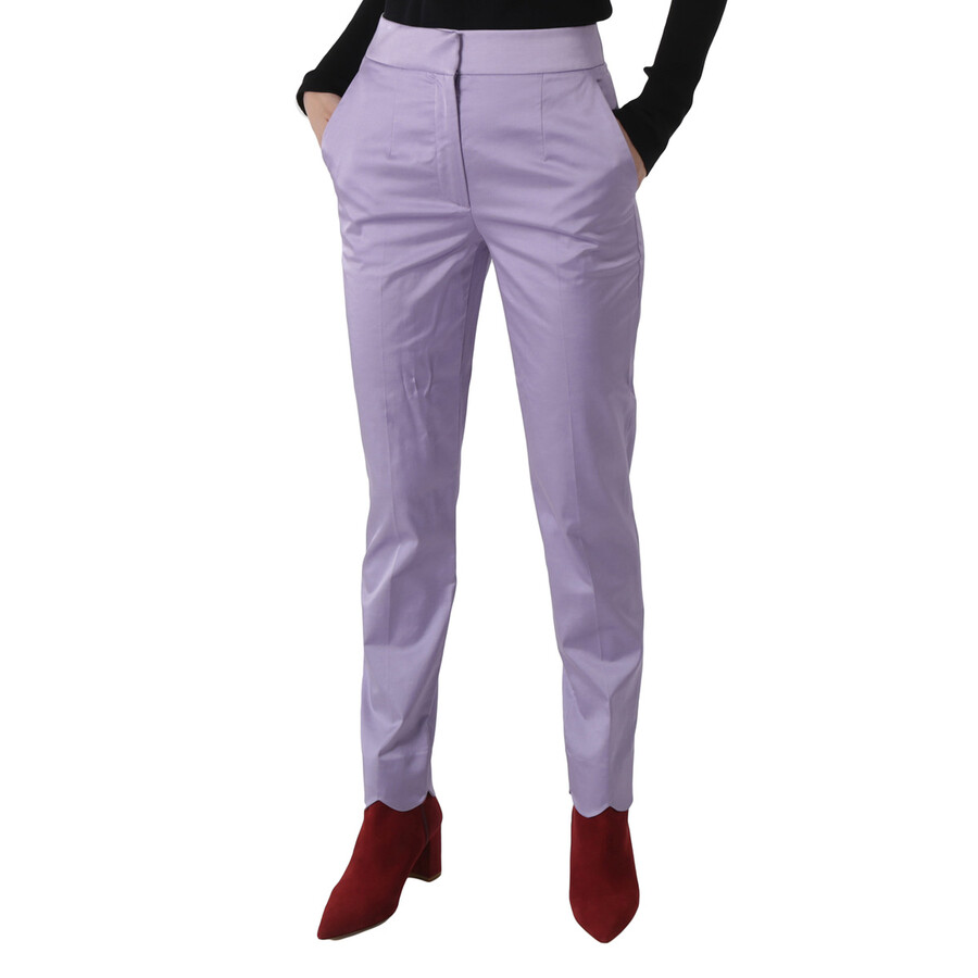 Moschino Ladies Purple High-waisted Tailored Trousers In Purple