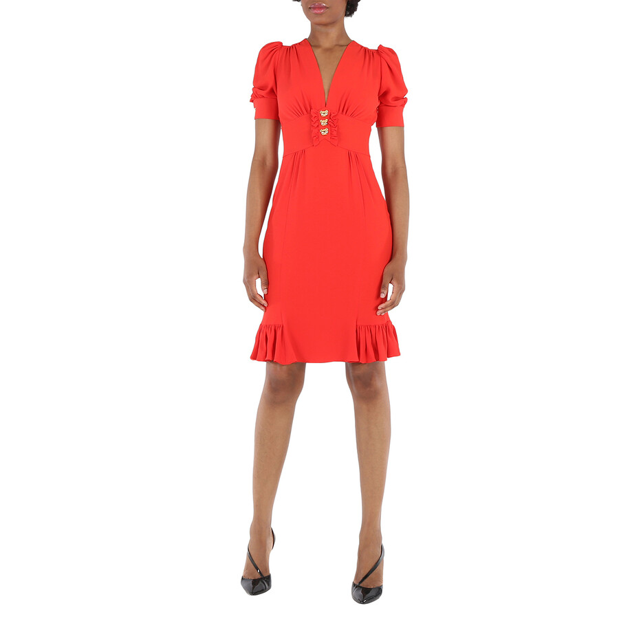 Ladies Red Teddy Ruffle Dress
