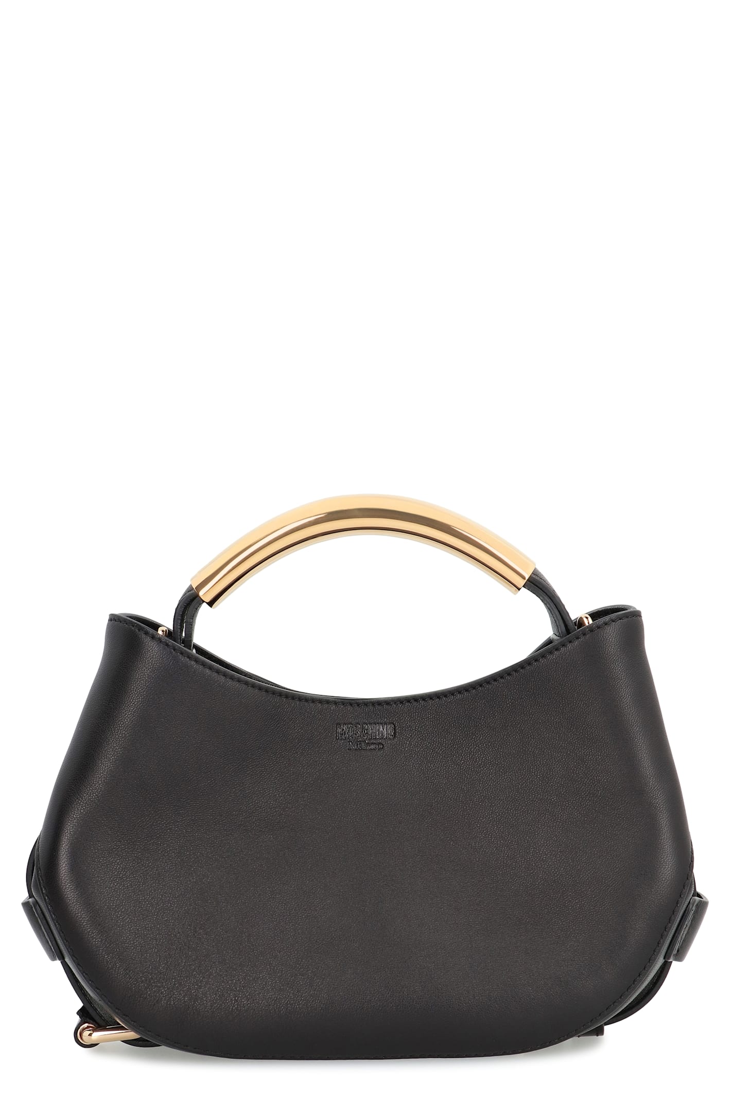 Moschino Leather With Gold-tone Handle Shoulder Bag In Pattern