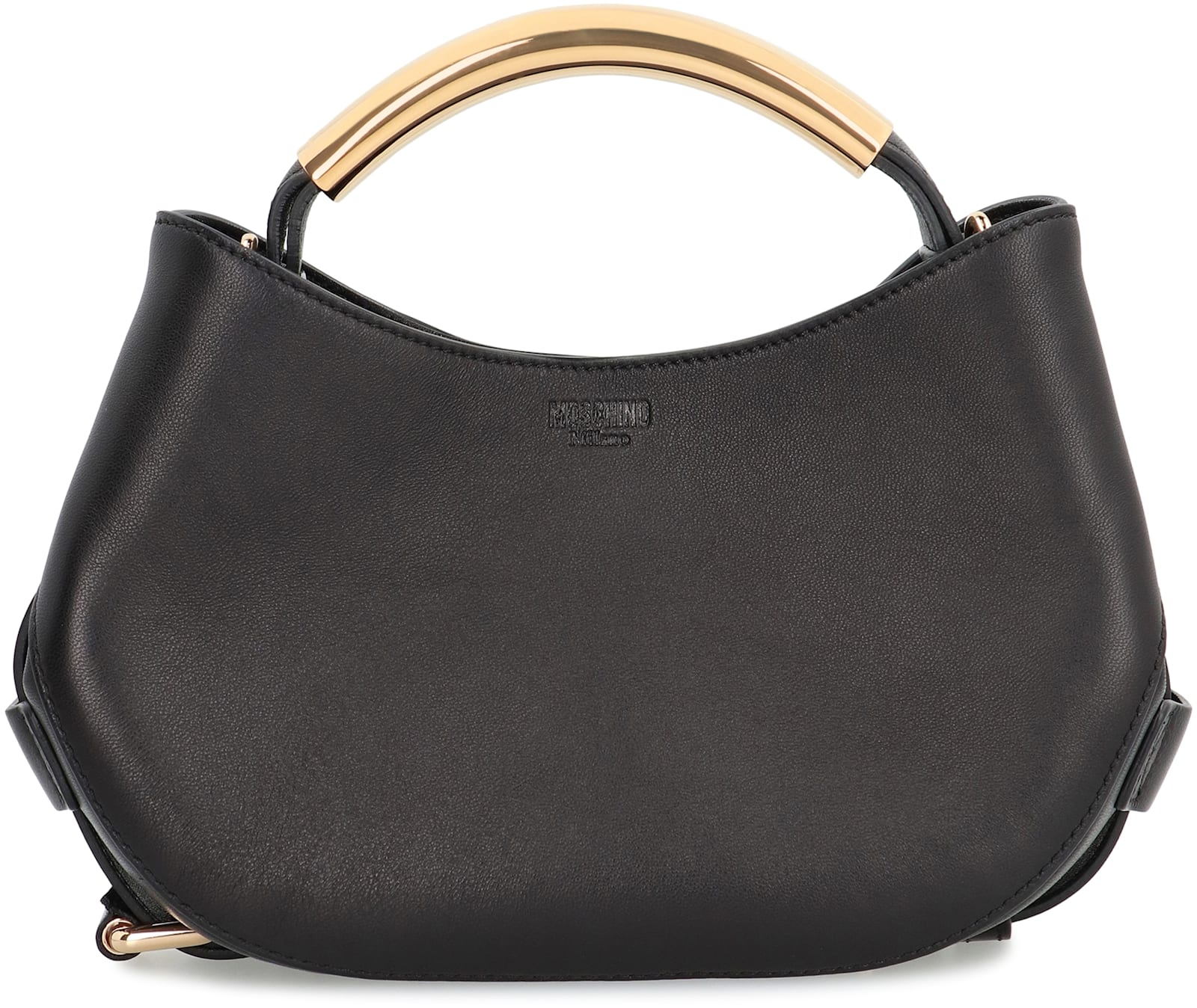 Moschino Leather With Gold-tone Handle Shoulder Bag In Pattern