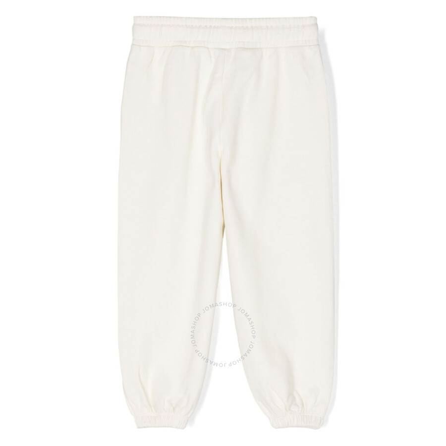 Moschino White Logo Print Cotton Track Pants In White