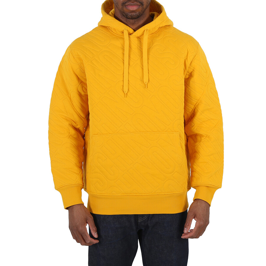 Shop Moschino Men's Yellow All-over Logo Embroidered Hoodie