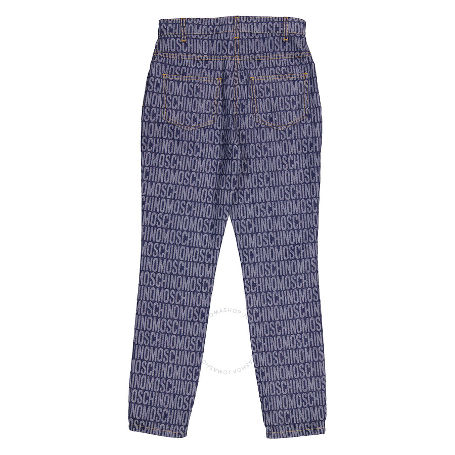 Moschino Monogram Print Jeans In Blue