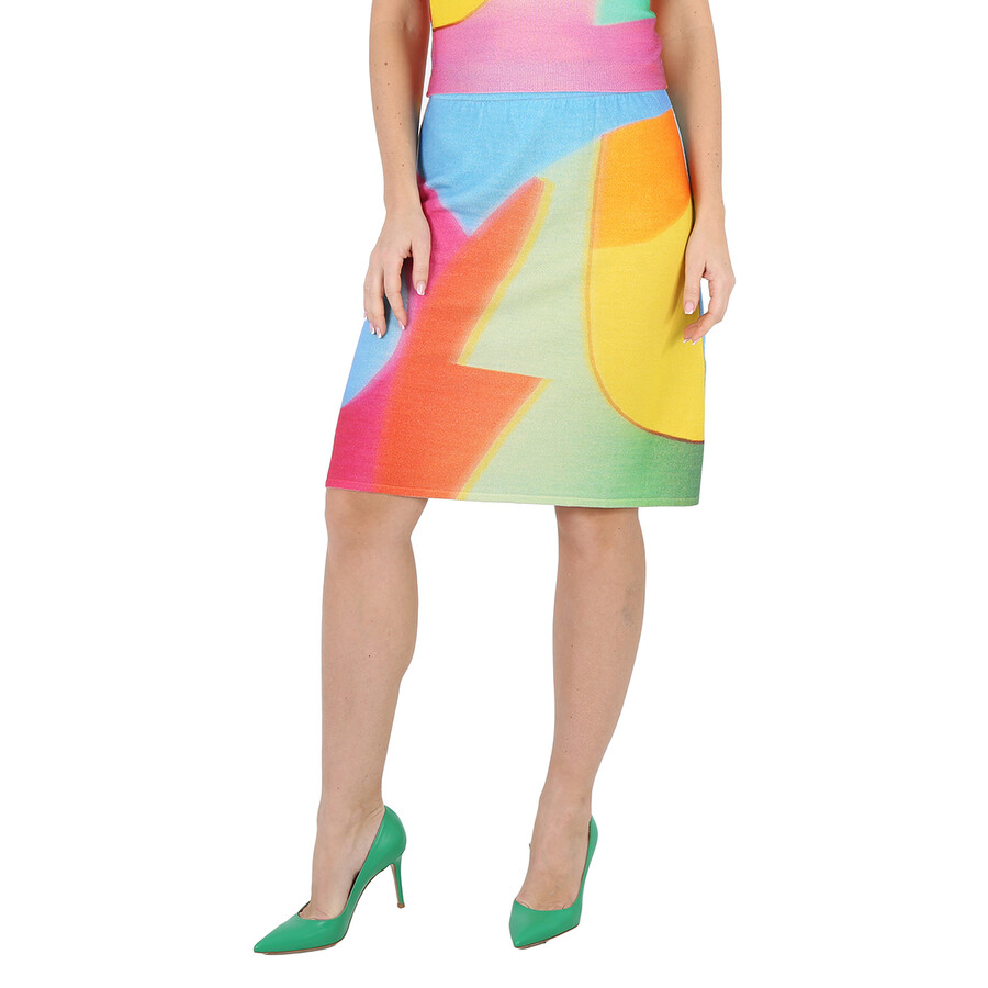 Shop Moschino Multi Projection Print Merino Wool Skirt