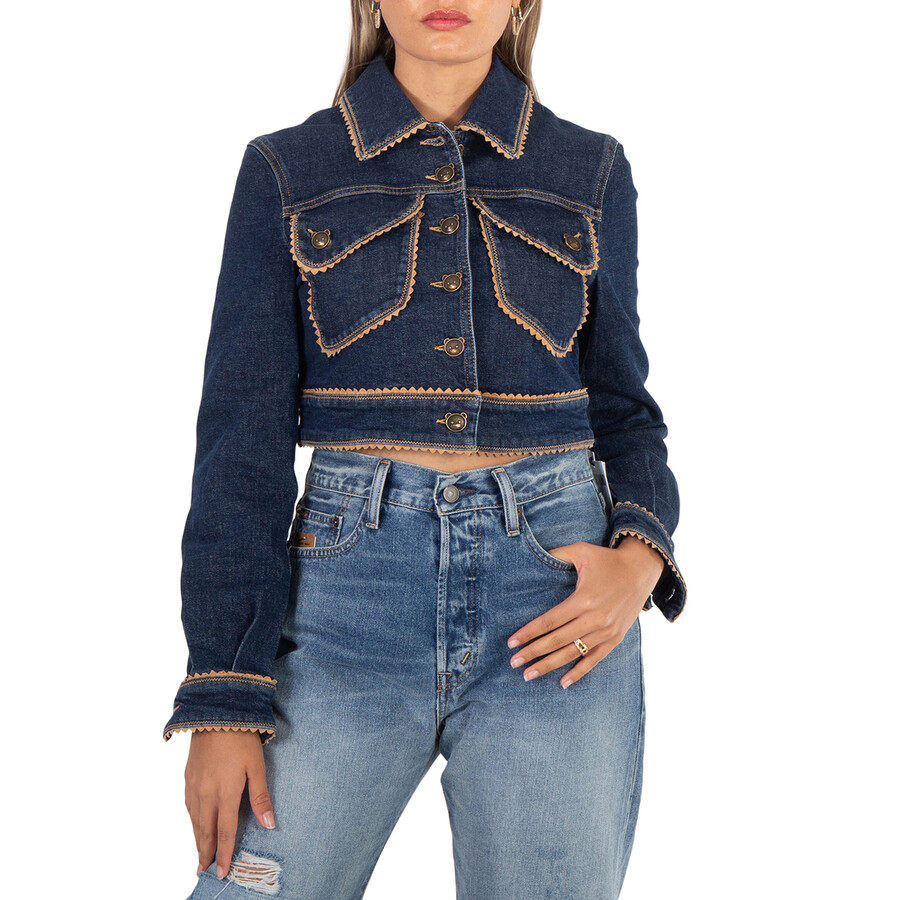 Passementerie Cropped Denim Jacket